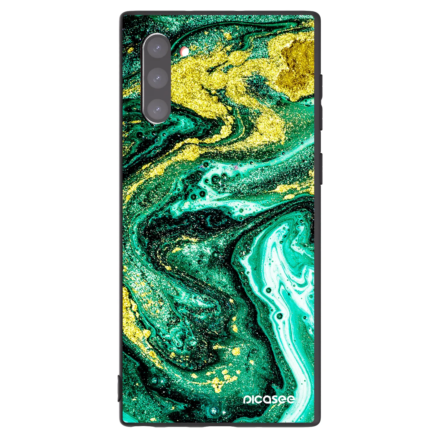 Picasee silikonowe czarne etui na Samsung Galaxy Note 10 N970F - Green Gold