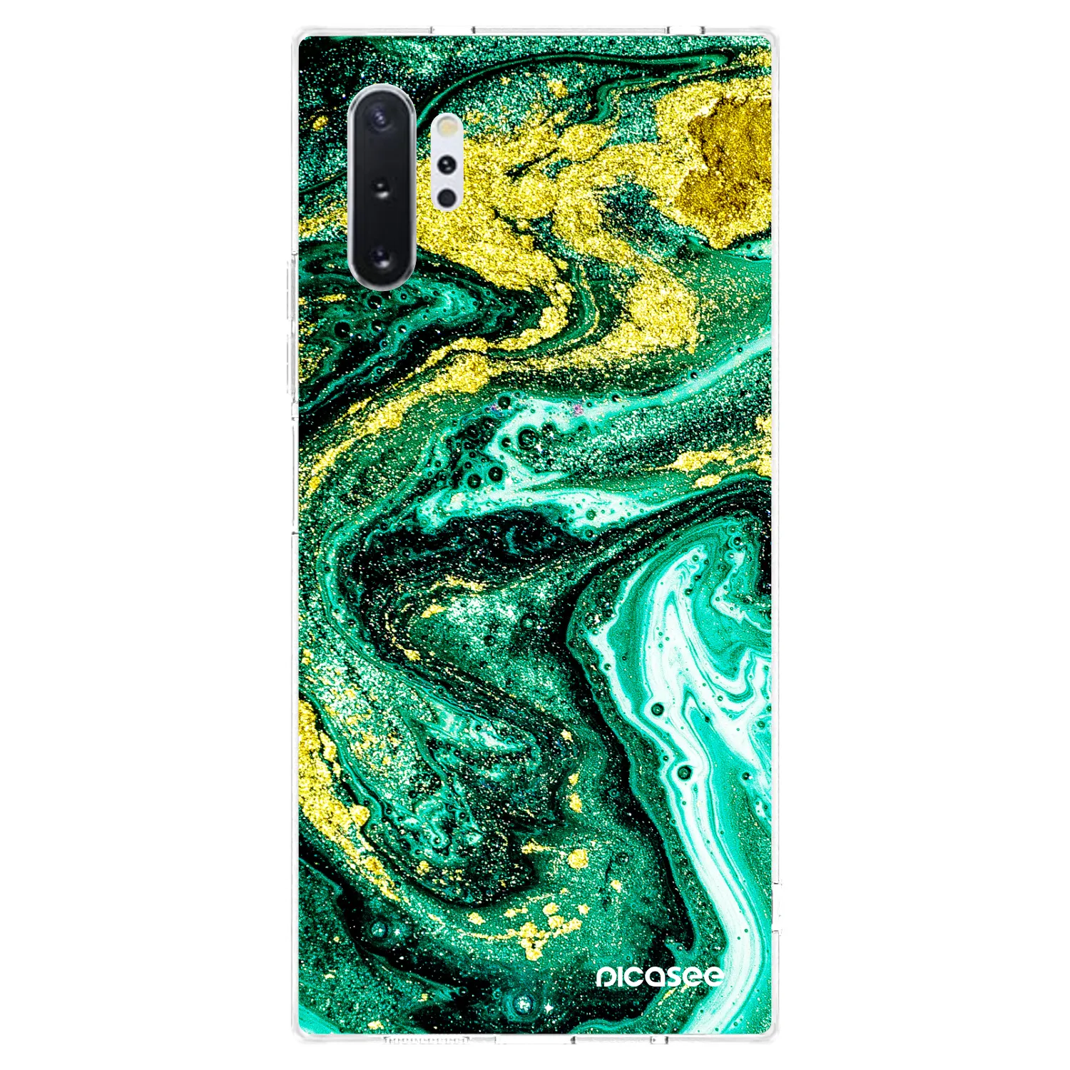 Picasee silikonowe przeźroczyste etui na Samsung Galaxy Note 10+ N975F - Green Gold