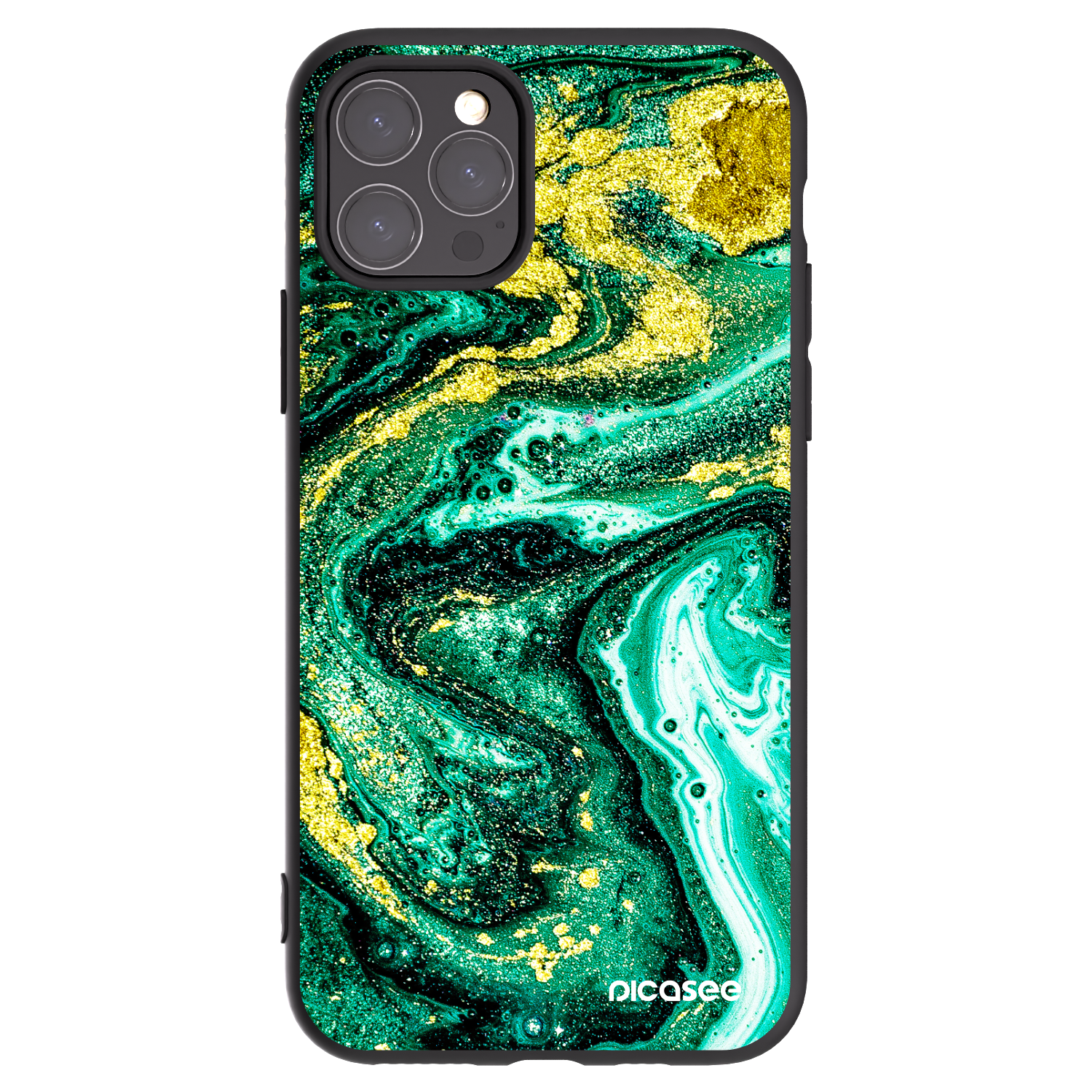 Picasee silikonowe czarne etui na Apple iPhone 11 Pro - Green Gold