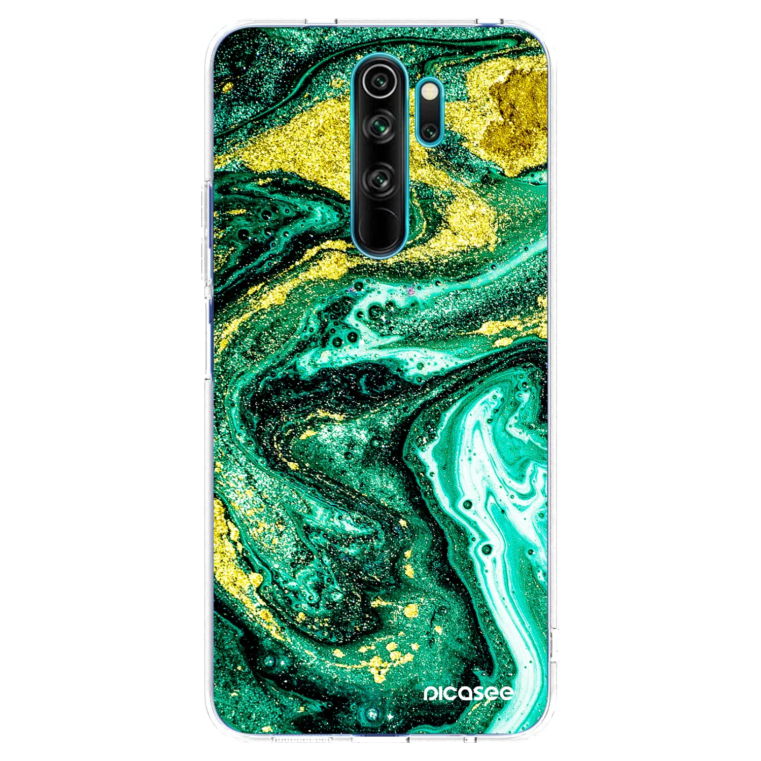 Picasee silikonowe przeźroczyste etui na Xiaomi Redmi Note 8 Pro - Green Gold