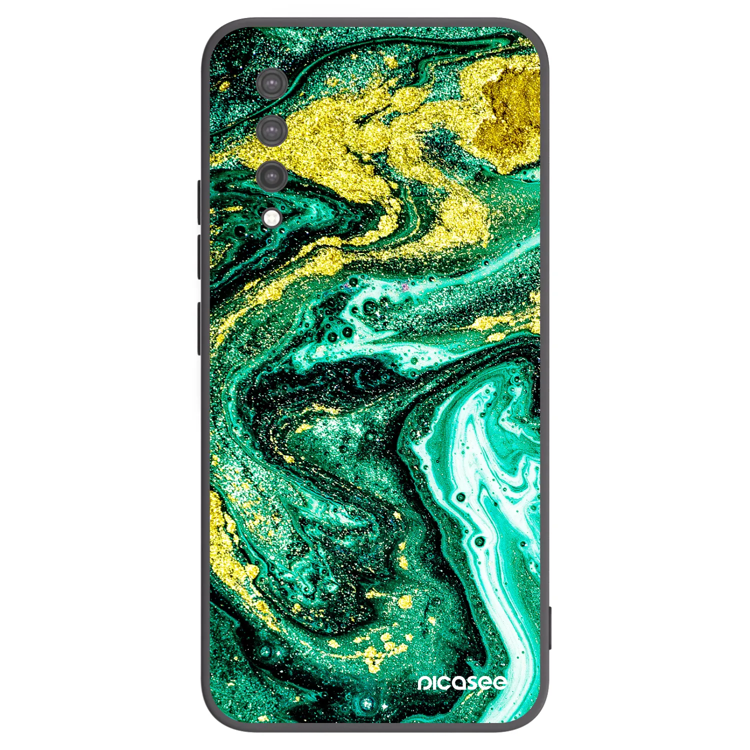 Picasee silikonowe czarne etui na Xiaomi Mi 9 Lite - Green Gold