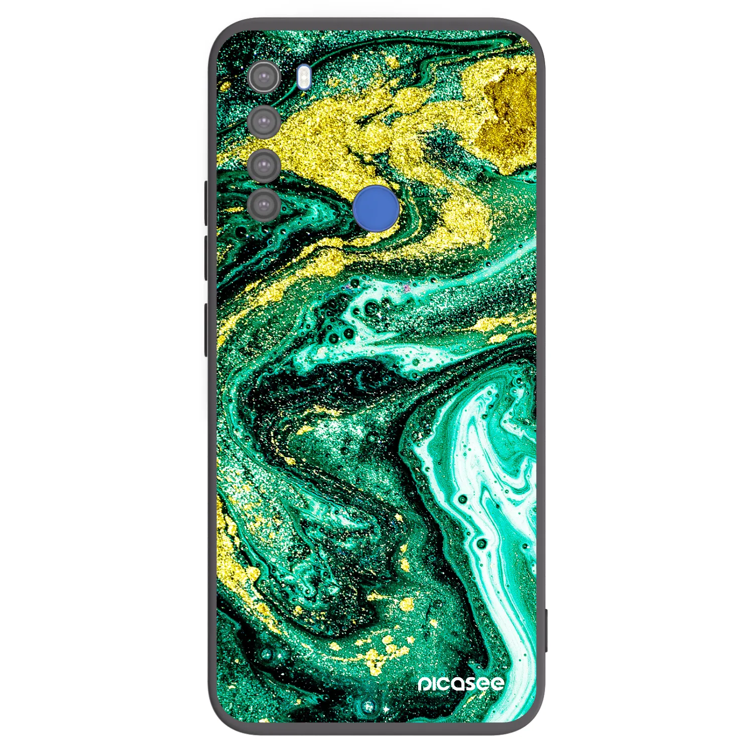 Picasee silikonowe czarne etui na Xiaomi Redmi Note 8T - Green Gold