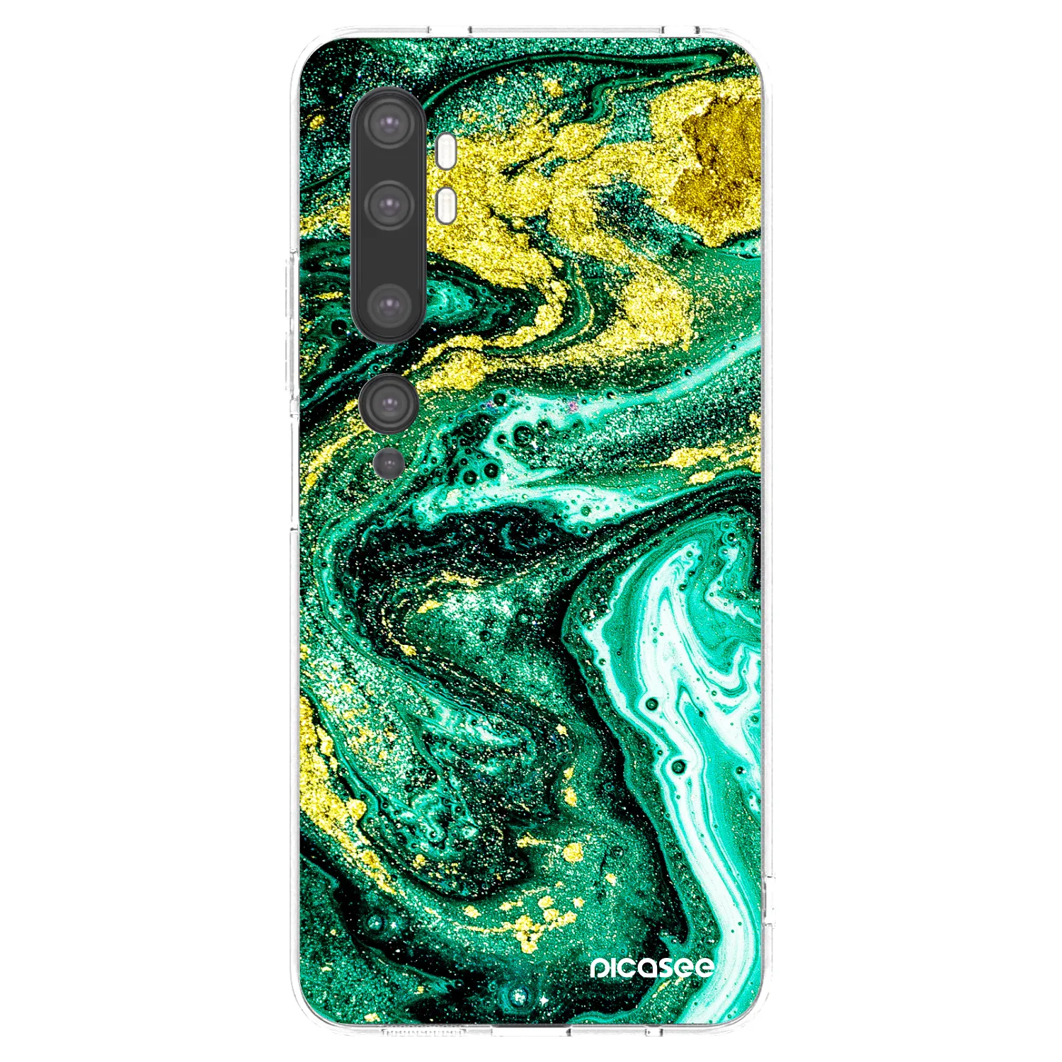 Picasee silikonowe przeźroczyste etui na Xiaomi Mi Note 10 (Pro) - Green Gold