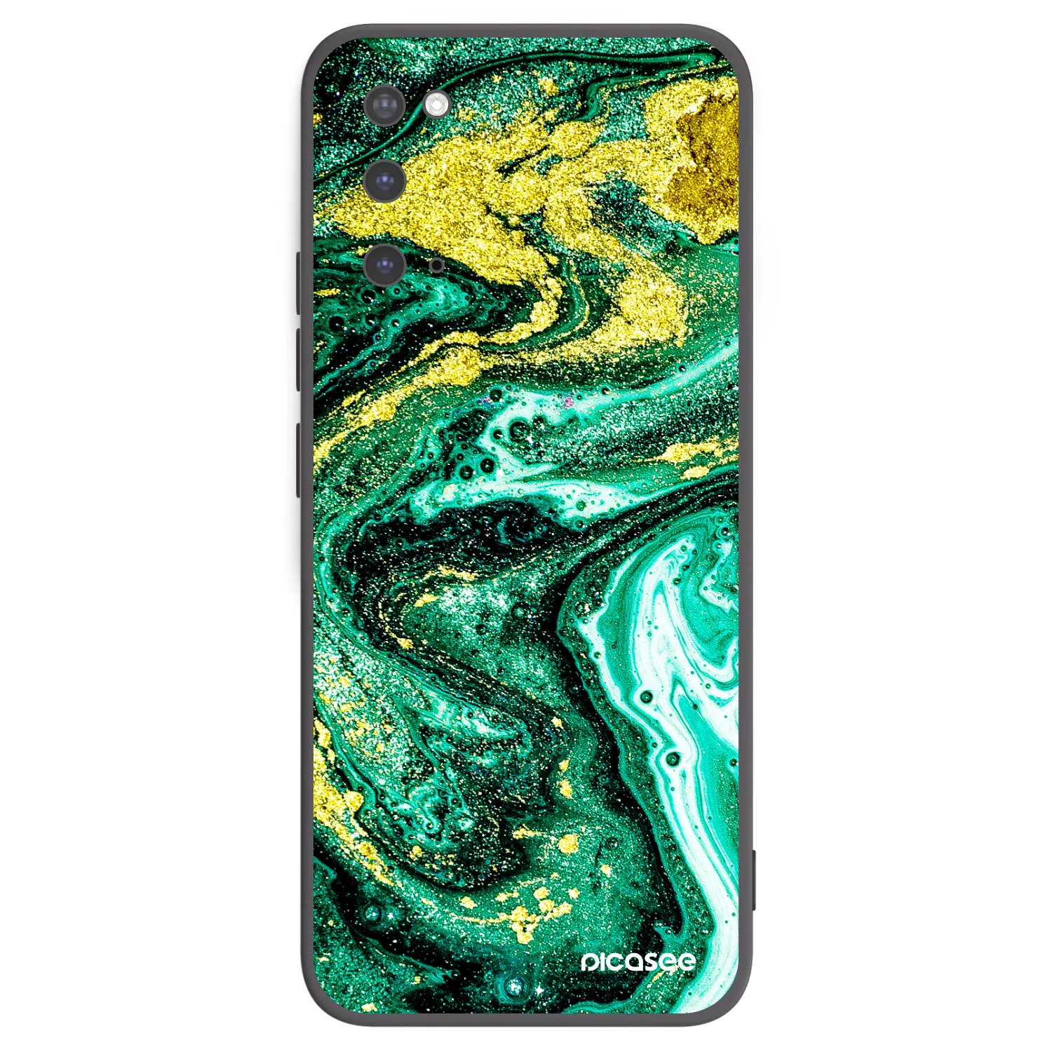Picasee silikonowe czarne etui na Samsung Galaxy S20 G980F - Green Gold