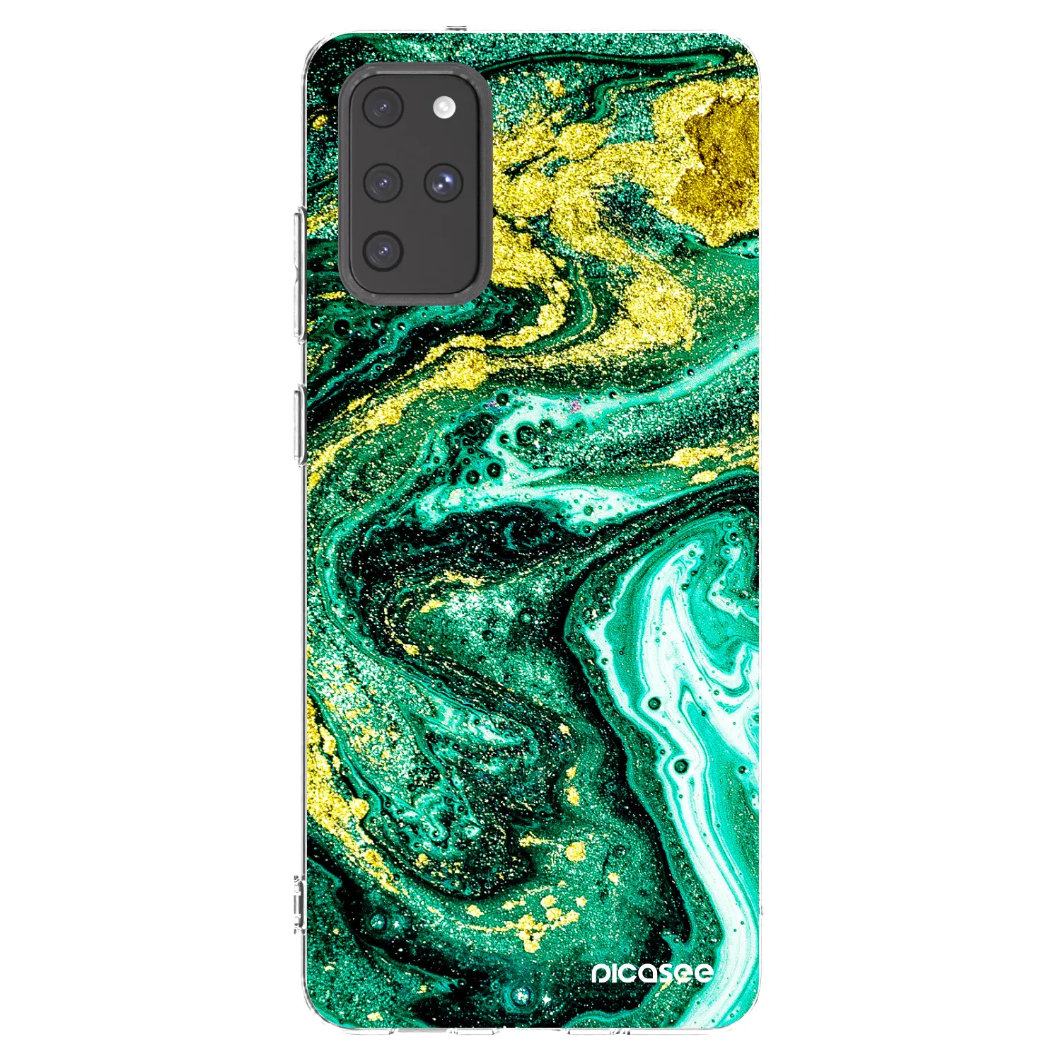 Picasee silikonowe przeźroczyste etui na Samsung Galaxy S20+ G985F - Green Gold