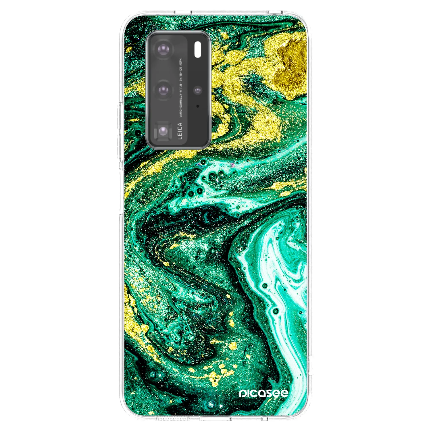 Picasee silikonowe przeźroczyste etui na Huawei P40 Pro - Green Gold