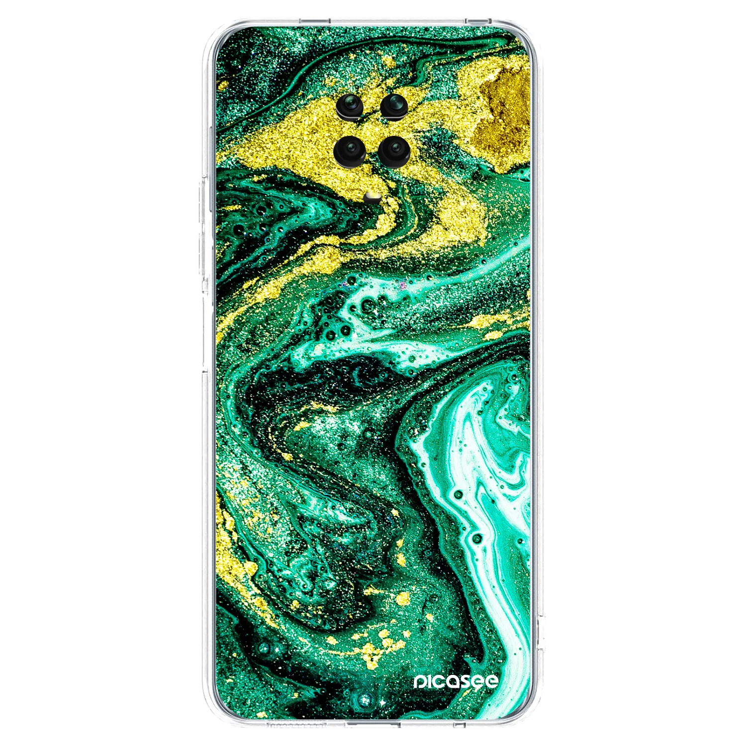 Picasee silikonowe przeźroczyste etui na Xiaomi Redmi Note 9 Pro - Green Gold