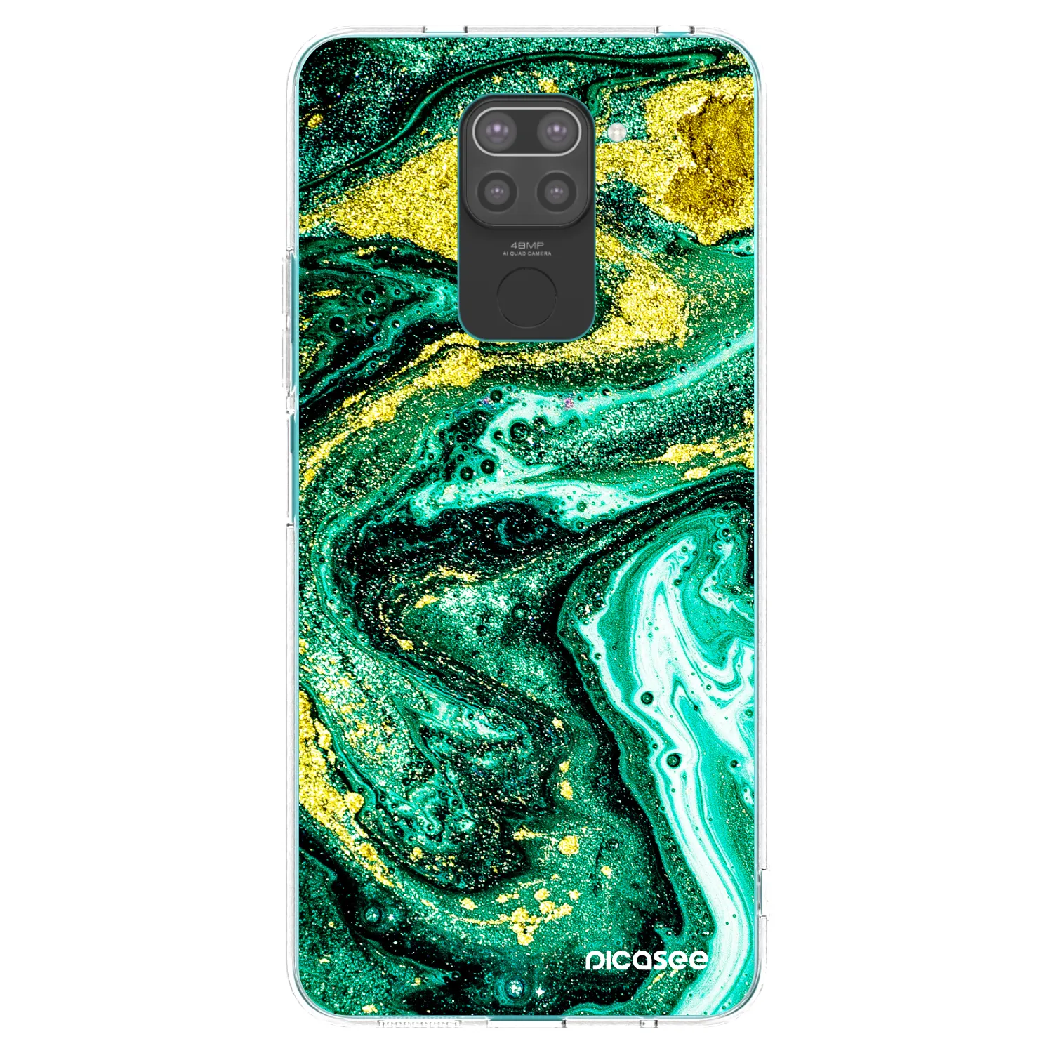 Picasee silikonowe czarne etui na Xiaomi Redmi Note 9 - Green Gold