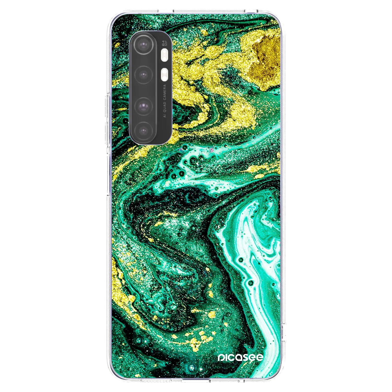 Picasee silikonowe przeźroczyste etui na Xiaomi Mi Note 10 Lite - Green Gold
