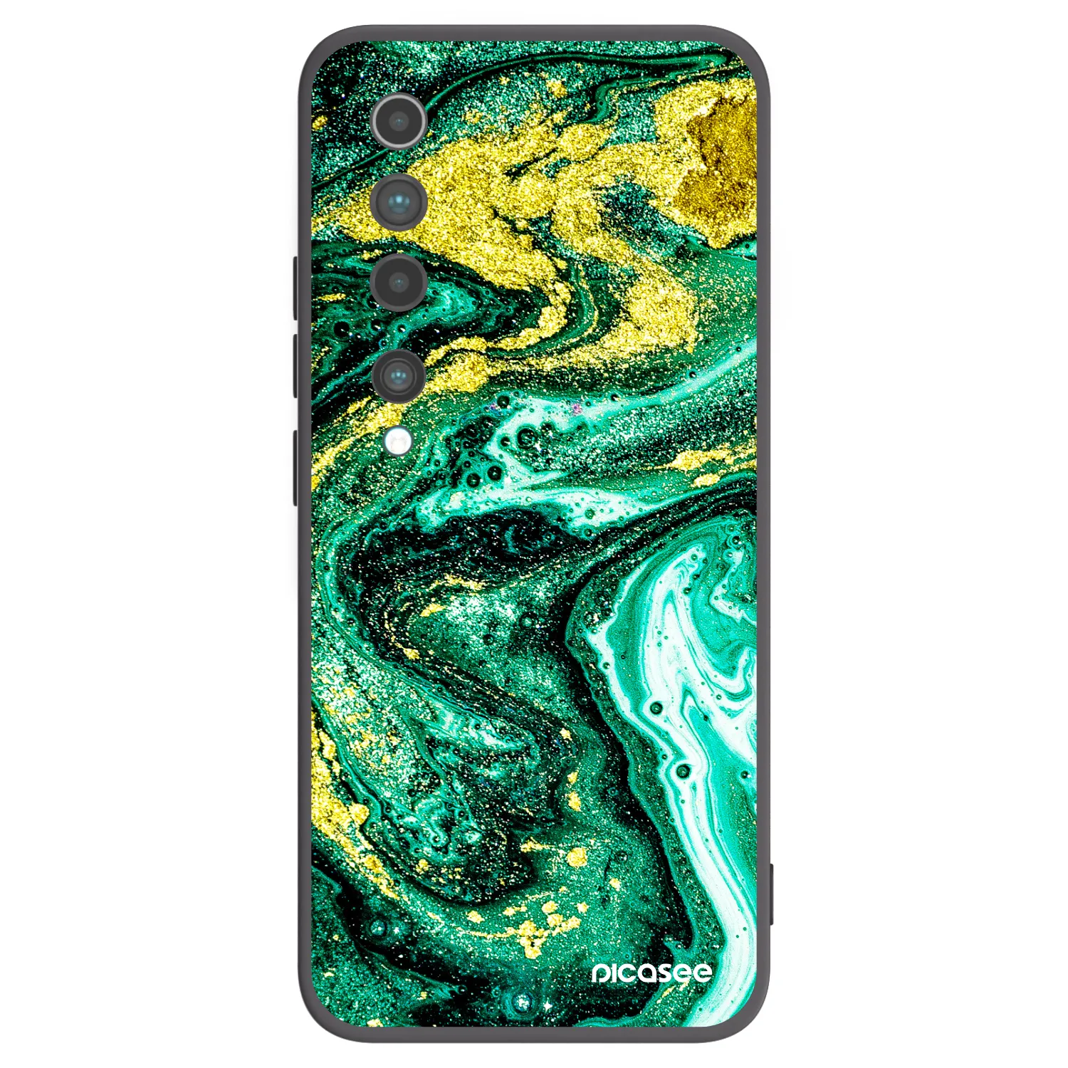 Picasee silikonowe czarne etui na Xiaomi Mi 10 - Green Gold