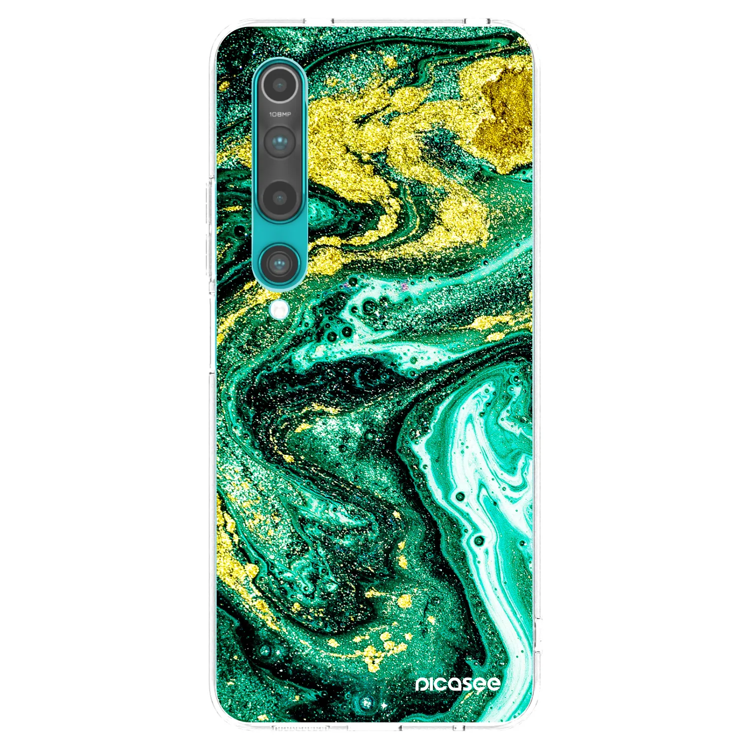 Picasee silikonowe przeźroczyste etui na Xiaomi Mi 10 - Green Gold