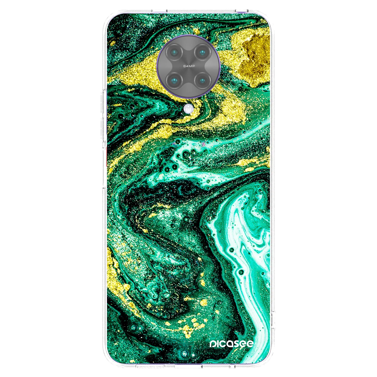Picasee silikonowe przeźroczyste etui na Xiaomi Poco F2 Pro - Green Gold