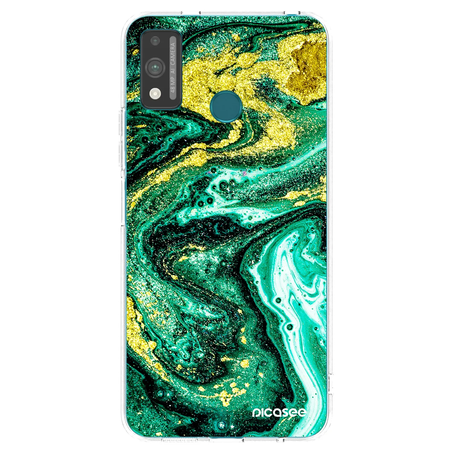 Picasee silikonowe przeźroczyste etui na Honor 9X Lite - Green Gold