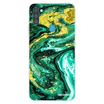 Picasee silikonowe przeźroczyste etui na Samsung Galaxy M11 - Green Gold