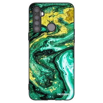 Picasee silikonowe czarne etui na Realme 5 - Green Gold