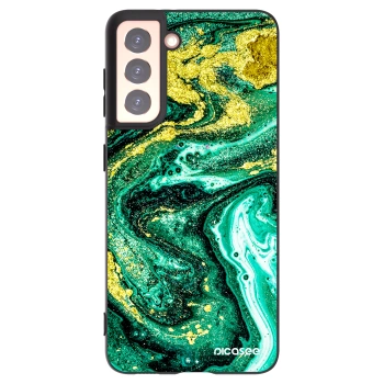 Picasee silikonowe czarne etui na Samsung Galaxy S21 5G G991B - Green Gold