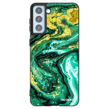 Picasee silikonowe czarne etui na Samsung Galaxy S21+ 5G G996F - Green Gold