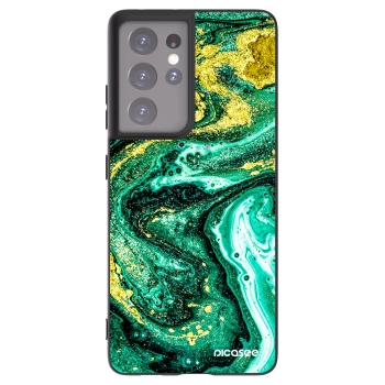 Picasee silikonowe czarne etui na Samsung Galaxy S21 Ultra 5G G998B - Green Gold