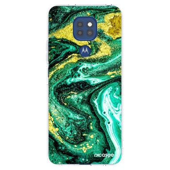 Picasee silikonowe przeźroczyste etui na Motorola Moto G9 Play - Green Gold