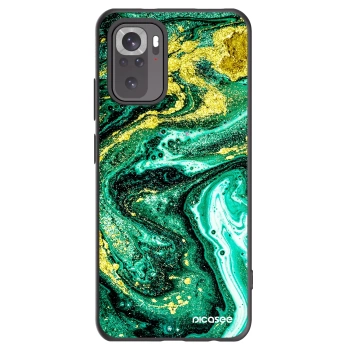 Picasee silikonowe czarne etui na Xiaomi Redmi Note 10S - Green Gold