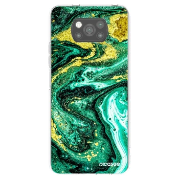 Picasee silikonowe czarne etui na Xiaomi Poco X3 Pro - Green Gold