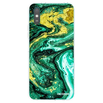 Picasee silikonowe przeźroczyste etui na Xiaomi Redmi 9AT - Green Gold