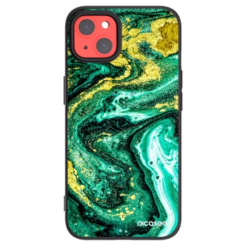 Picasee silikonowe czarne etui na Apple iPhone 13 - Green Gold