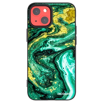 Picasee silikonowe czarne etui na Apple iPhone 13 mini - Green Gold