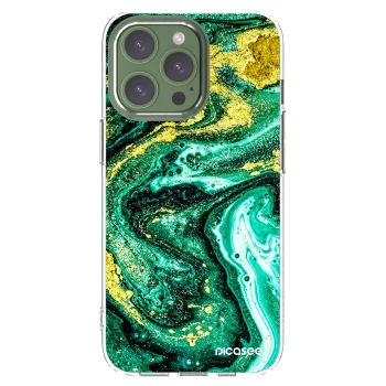 Picasee silikonowe przeźroczyste etui na Apple iPhone 13 Pro - Green Gold