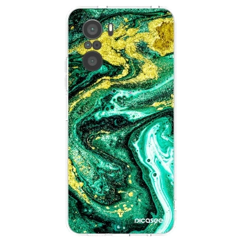 Picasee silikonowe przeźroczyste etui na Xiaomi Poco F3 - Green Gold