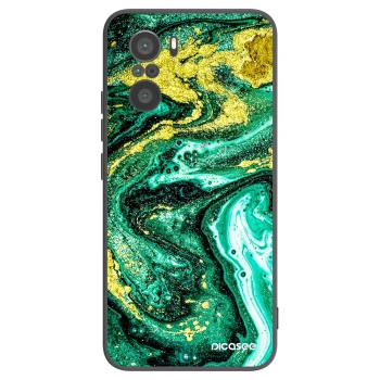 Picasee silikonowe czarne etui na Xiaomi Poco F3 - Green Gold