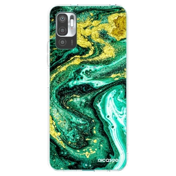 Picasee silikonowe przeźroczyste etui na Xiaomi Redmi Note 10 5G - Green Gold