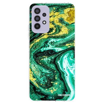 Picasee silikonowe przeźroczyste etui na Samsung Galaxy A32 4G SM-A325F - Green Gold