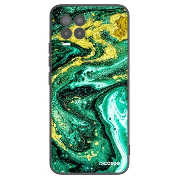 Picasee silikonowe czarne etui na Realme 8 4G - Green Gold