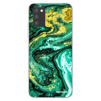 Picasee silikonowe przeźroczyste etui na Samsung Galaxy A02s A025G - Green Gold