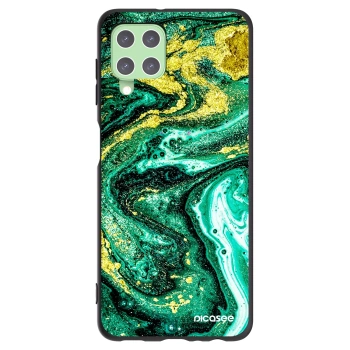 Picasee silikonowe czarne etui na Samsung Galaxy A22 A225F 4G - Green Gold