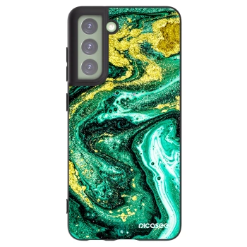 Picasee silikonowe czarne etui na Samsung Galaxy S21 FE 5G - Green Gold