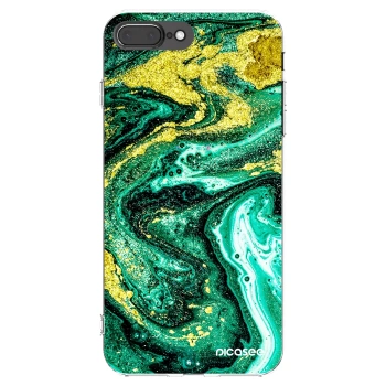 Picasee silikonowe przeźroczyste etui na Apple iPhone 7 Plus - Green Gold