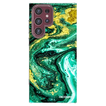 Picasee silikonowe przeźroczyste etui na Samsung Galaxy S22 Ultra 5G - Green Gold