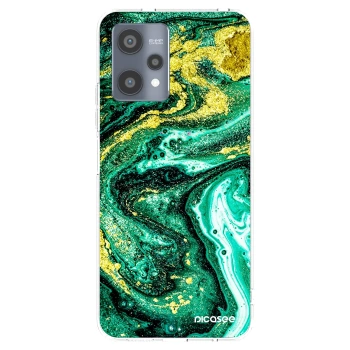 Picasee silikonowe przeźroczyste etui na Realme 9 Pro 5G - Green Gold