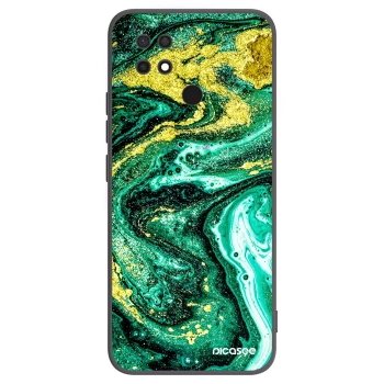 Picasee silikonowe czarne etui na Xiaomi Redmi 10C - Green Gold