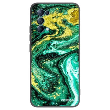 Picasee silikonowe czarne etui na OPPO Reno 5 5G - Green Gold