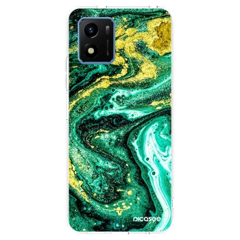 Picasee silikonowe przeźroczyste etui na Vivo Y01 - Green Gold