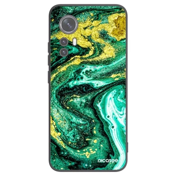 Picasee silikonowe czarne etui na Xiaomi 12X - Green Gold