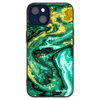 Picasee silikonowe czarne etui na Apple iPhone 14 - Green Gold