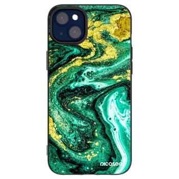 Picasee silikonowe czarne etui na Apple iPhone 14 Plus - Green Gold