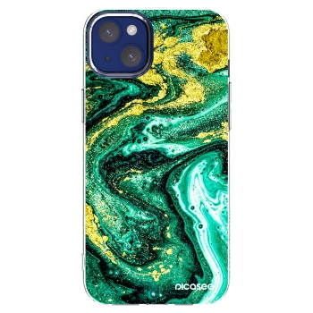 Picasee silikonowe przeźroczyste etui na Apple iPhone 14 Plus - Green Gold