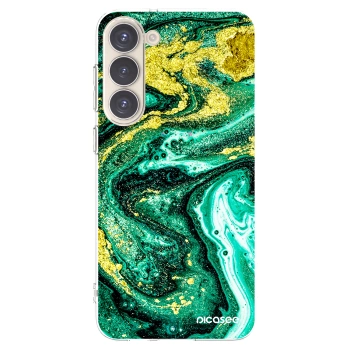 Picasee silikonowe przeźroczyste etui na Samsung Galaxy S23+ 5G - Green Gold