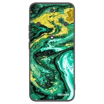 Picasee silikonowe czarne etui na Honor Magic5 Lite 5G - Green Gold