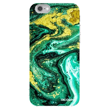 Picasee silikonowe przeźroczyste etui na Apple iPhone 6/6S - Green Gold